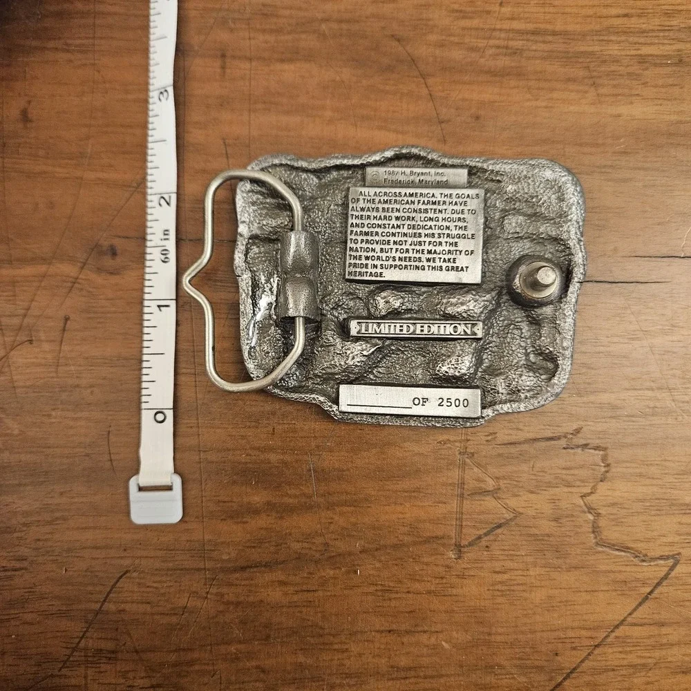 Vtg 1987 Mississippi Farmer Pewter Belt Buckle USA‎ Limted Edition H. Byrant Inc